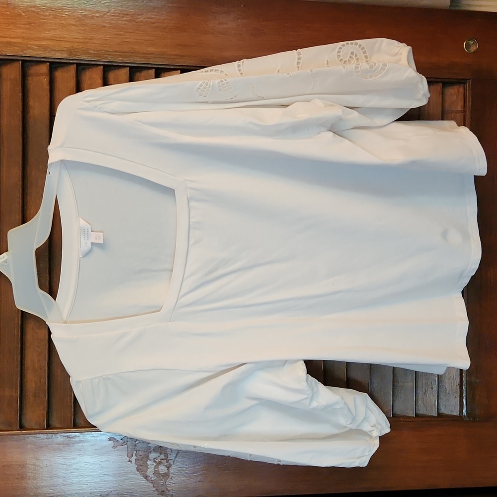 Lauren Conrad  XL cream color shirt. 3/4 length sleeves, embroidered.
